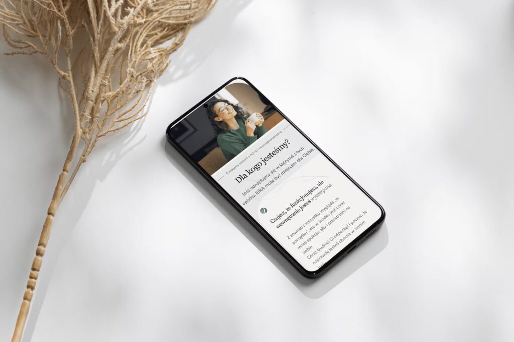 Projekt strony www dla psychologa – dobór kolorów marki i kontrastów na przykładzie Eira.com.pl